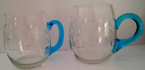 Beer Glass etched with grape design (two)