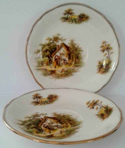 Vintage Alfred Meakin 1940's Haybride Pattern Saucers