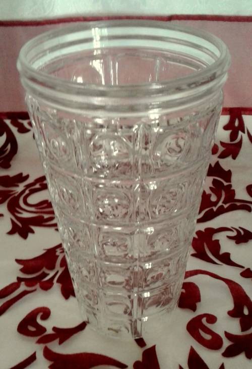 Vintage large glass vase with circular design - Stamped France