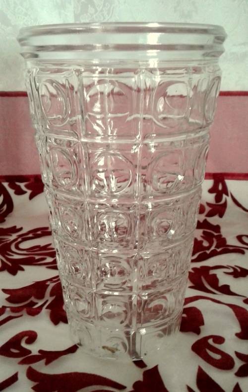 Vintage large glass vase with circular design - Stamped France