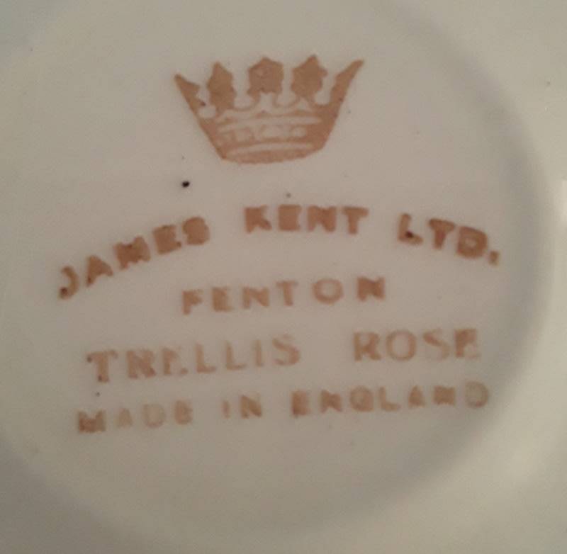 Two magnificent vintage James Kent Fenton Trellis Rose coffee cup sized duos