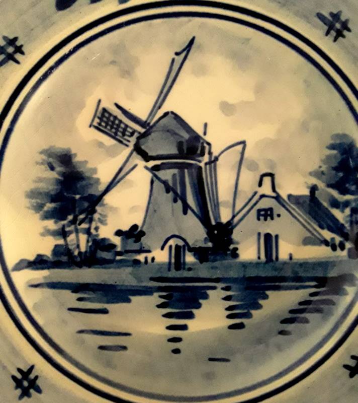 Small Wall Hanging Windmill Scene Delft Plate