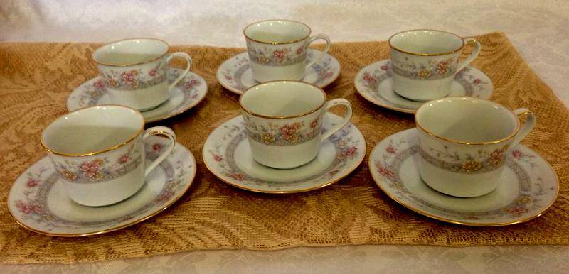 Noritake Legendary Dream Street Demitasse Coffee Cups and Saucers
