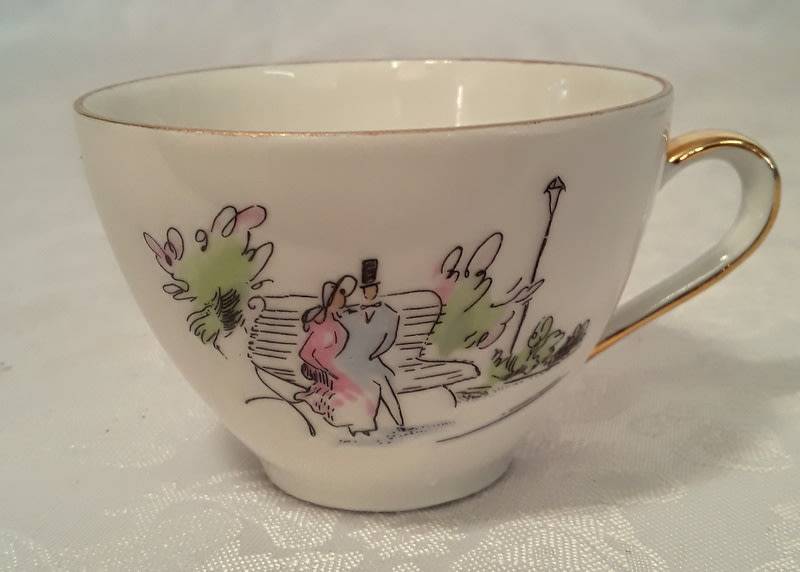 Vintage hand painted Bareuther Bavaria Demitasse duos (four)