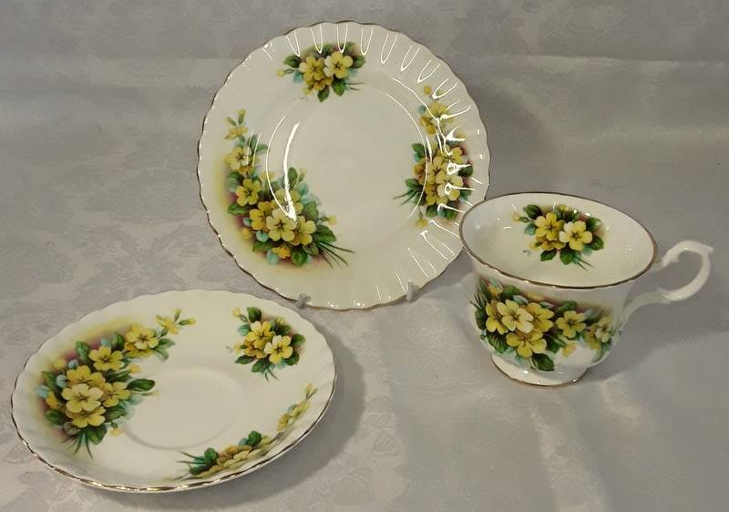 Vintage Royal Albert Yellow Primrose Trio