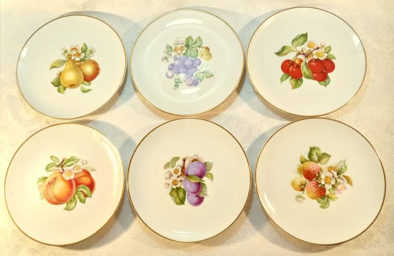 Vintage Bavaria Germany Set of 6 Fruit Plates Hutschenreuther 1946 -1948