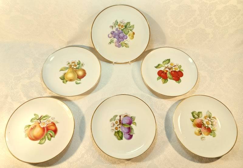 Vintage Bavaria Germany Set of 6 Fruit Plates Hutschenreuther 1946 -1948
