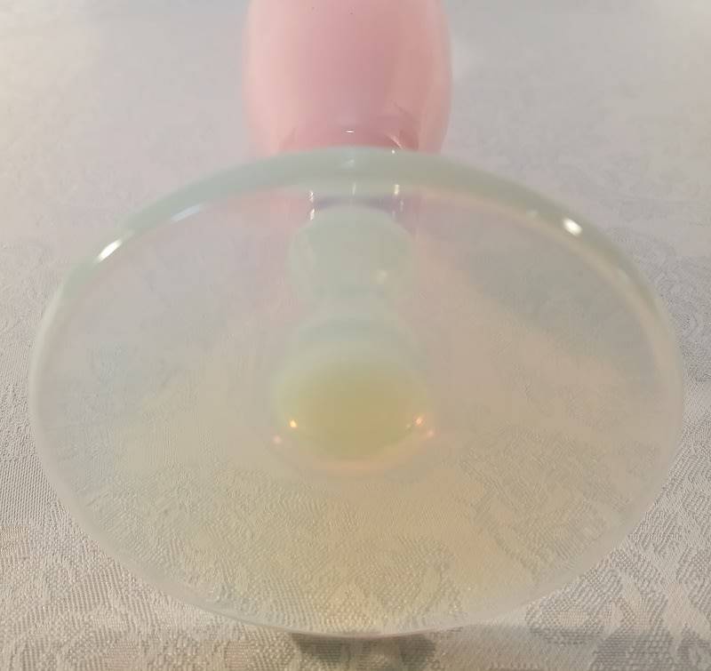 Vraie Pink Rose Opaline Italienne Milk Glass Crystal Vase 1950s