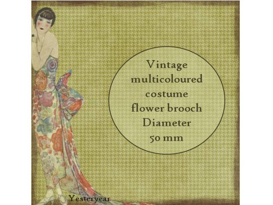 Vintage multicoloured costume flower brooch