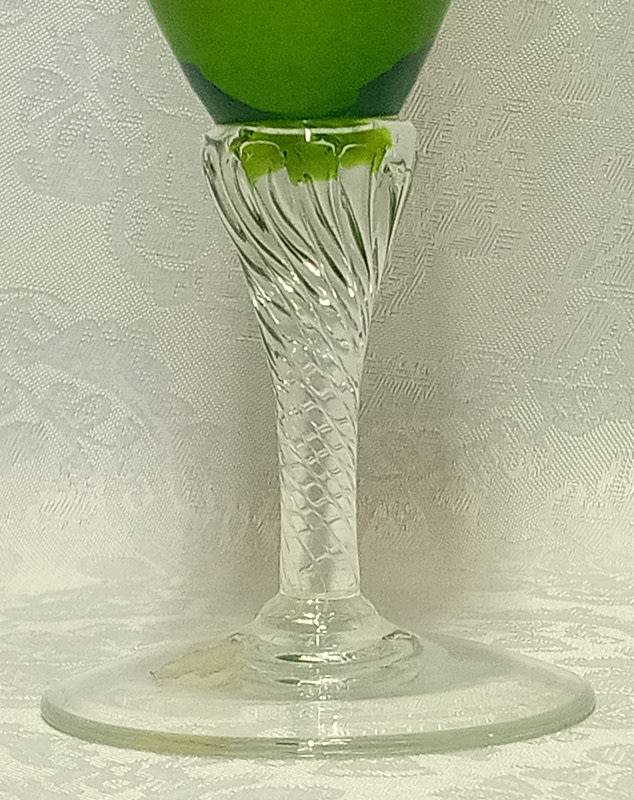 Beautiful 1950s Italian Green Twisted Stem Opaline Cased Glass Vase