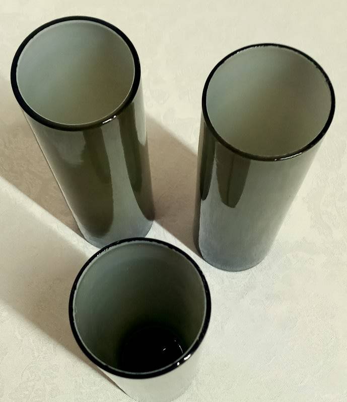 Italian Deep Grey Cylindrical Vase - Set of three