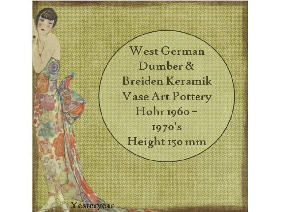 West German Dumber and Breiden Keramik Vase - Art Pottery - Hohr 1960  1970s