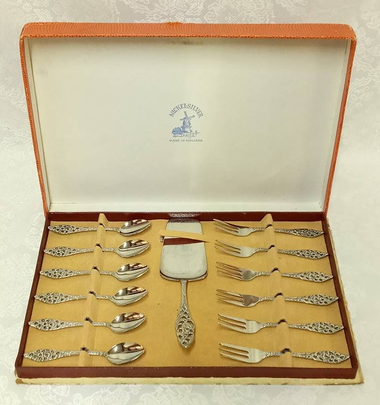 Vintage Nickel Silver Dutch Cake Tea Set