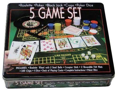 5 Game Set - Roulette, Poker, Black Jack, Craps, Poker Dice