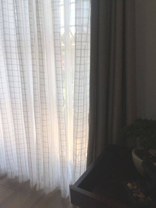 VOILE CURTAINS **CHECK VOILE***** 5M x 230CM ***WHITE OR CREAM**READY TO HANG!