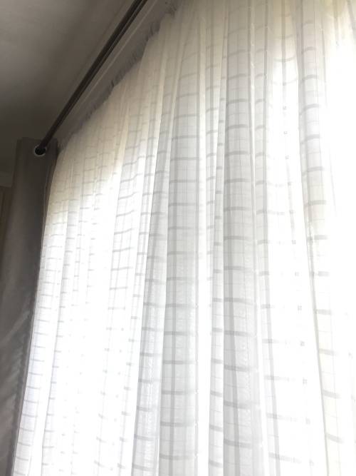 VOILE CURTAINS **CHECK VOILE***** 5M x 230CM ***WHITE OR CREAM**READY TO HANG!