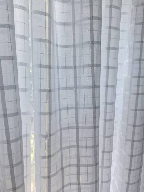 VOILE CURTAINS **CHECK VOILE***** 5M x 230CM ***WHITE OR CREAM**READY TO HANG!