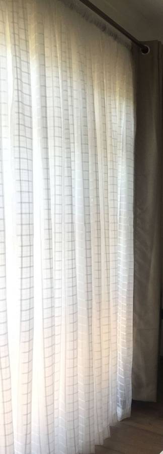 VOILE CURTAINS **CHECK VOILE***** 5M x 230CM ***WHITE OR CREAM**READY TO HANG!