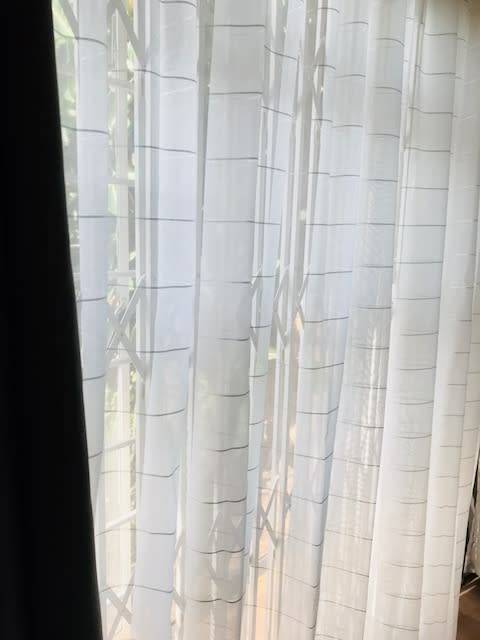 CLASSY WHITE & SILVER  VOILE CURTAIN ** 5m x 230cm ** Hurry dont get LEFT  *  READY TO HANG