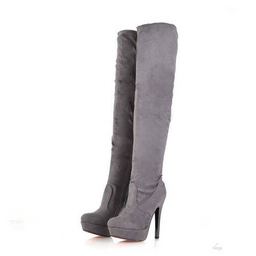 13cm High Heel Thigh High Boots in Red, Grey, Black, Brown (2 - 6)