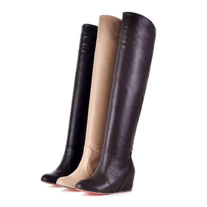 Thigh High Boots with Fur Inner in Black / Brown / Nude (Size 2 - 6)