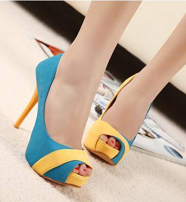 Colour Block Peep Toe Heels
