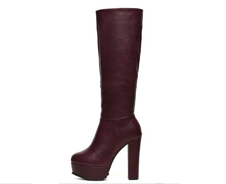 Knee High Platform Boots in Brown