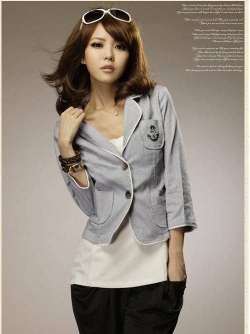 Pin-Stripe Grey Short Jacket