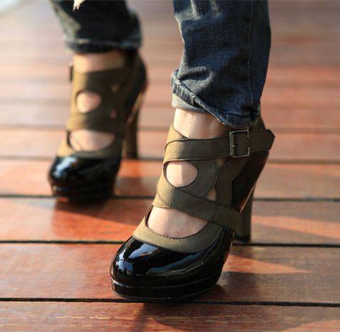 !!NEW!! Double Color Belt Bucle Heels(Size 2-6)