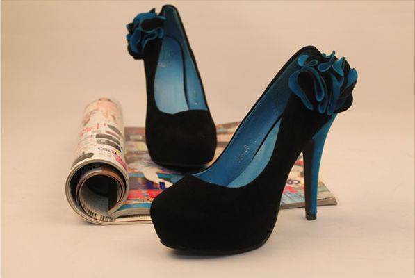 Designer Black and Blue Suede Heels (Size 2.5 - 6)