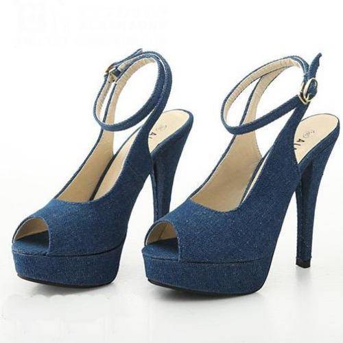 Ankle Strap Sandals in Blue / Black ( Size 2.5 - 6 )