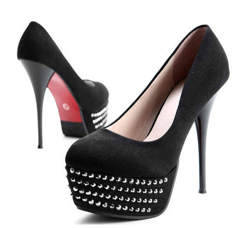 Ultra High Heel Platform Pumps with Rhinestone Detail (2-6)