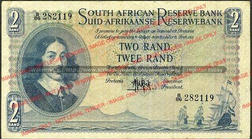 MH de Kock Fourth Issue Two Rand Prefix B86 282119 vf condition