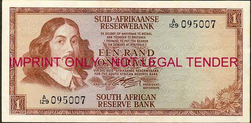 R Rissik Second Issue One Rand Prefix A129 vf condition