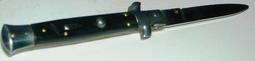 Vintage Bone/horn grip(one side black other side green) Rosterei Flick Knife with safety pin