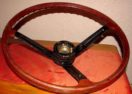 Vintage deep Wooden Steering wheel-good quality/heavy-Dia. 40cm, Center part dia. 8cm,.
