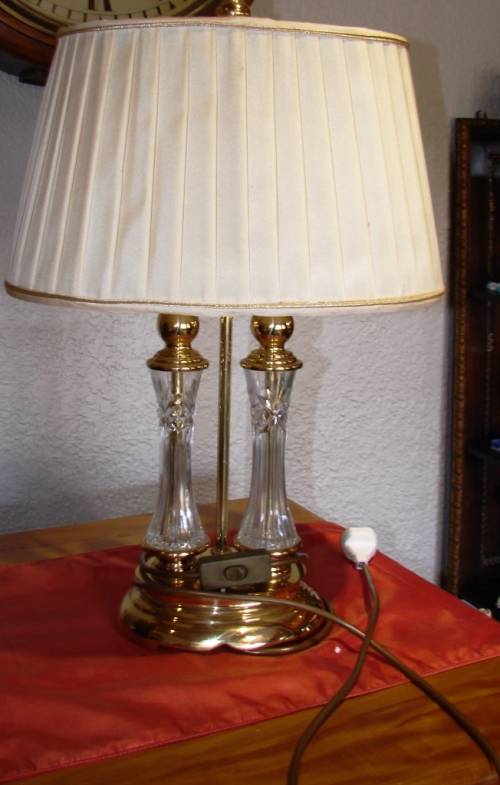 Beautiful brass and cut glass table Lamp-height 50 cm, shade`s width 35 cm x 25 cm