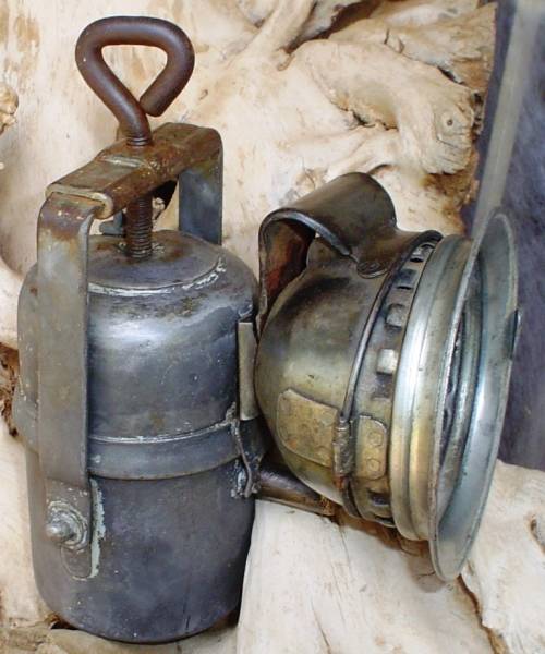 Antique carbide mining lamp