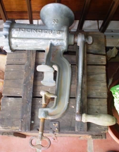 Antique big Bolinder`s No 20 Stockholm Sweden meat mincer - working condition