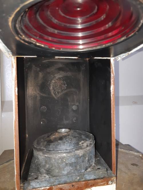 Vintage SA Railway Services SARS red one way Railway signal Lantern with inside  burner