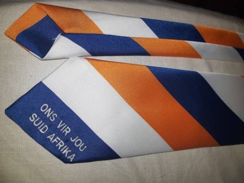 Rare "Ons vir jou Suid Afrika" tie in old flag colours - In very good condition-like new