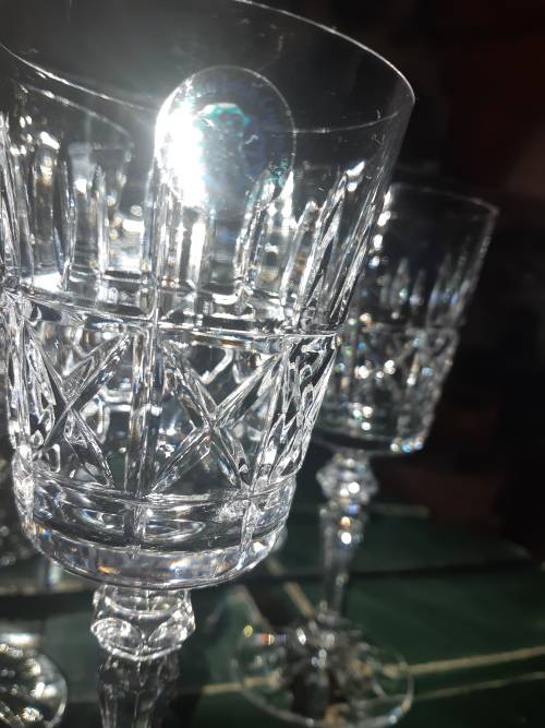 Vintage Galway Irish Crystal - Burren White wine glasses from 1980`s - 6 boxes-4 per box-buy per box