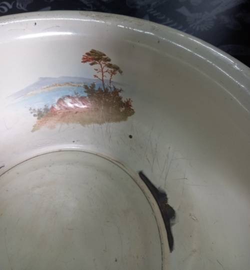 Beautiful good quality 2 piece antique enamel pitcher and basin set-Good condition-no holes