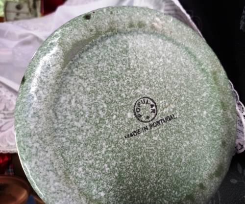 Big H 26 cm vintage Marble like enamel coffee kettle "Popular-Portugal" - in good condition-no holes