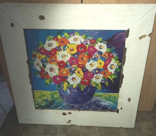 Nice Portchie print with white real wooden antique frame/matt glass- 40 cm x 40 cm