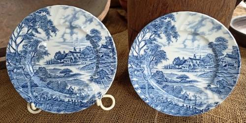 Beautiful vintage Ridgway Staffordshire England `Meadowsweet` hand engraved small plates