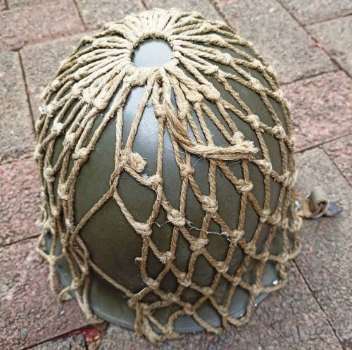 Old SADF hard Metal Helmut from late 60`s with inner and straps,camo net complete
