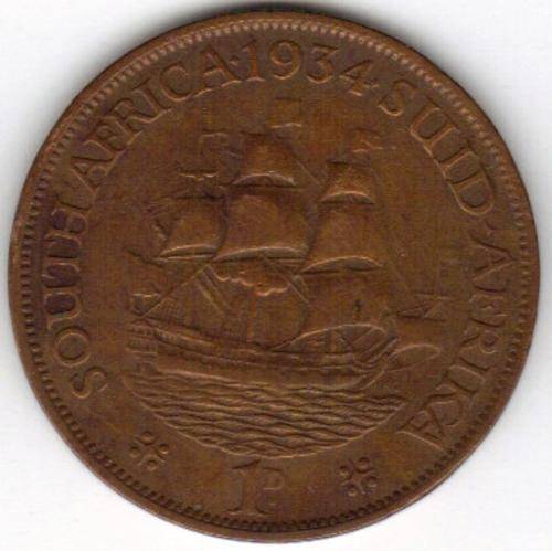 1934SOUTH AFRICA UNION PENNY !!LOOK !!!