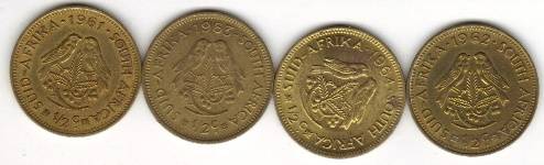 RSA 1961 TO 1964 HALF CENT COINS THE FIRST RSA COINS!!