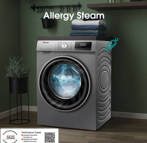 Hisense 10Kg Front Load Washing Machine with Allergy Steam-Titanium Silver